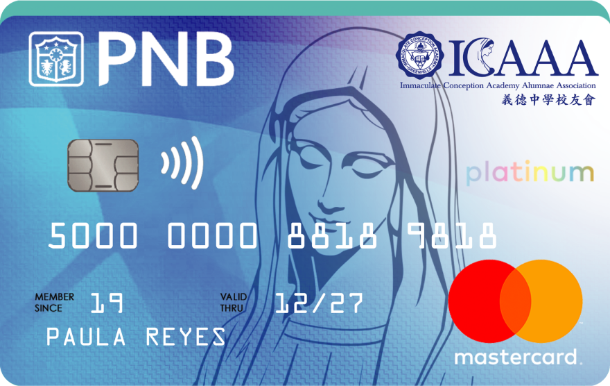 PNB Immaculate Conception Academy Alumnae Association Platinum Mastercard credit card